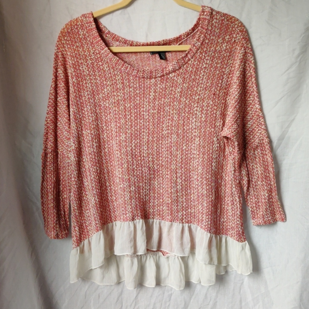 About a Girl Los Angeles sweater w/ ruffle hem